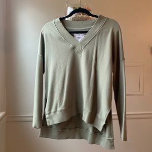 PISTOLA - Olive Green V-Neck Sweatshirt